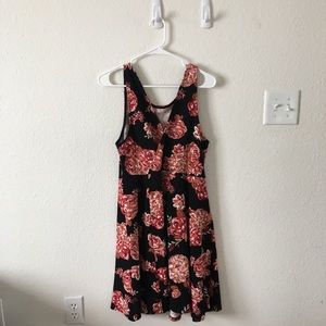 Forever 21 Simple Black and Red Floral Dress